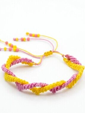 Handmade Pink & Yellow Twisted Friendship Bracelet